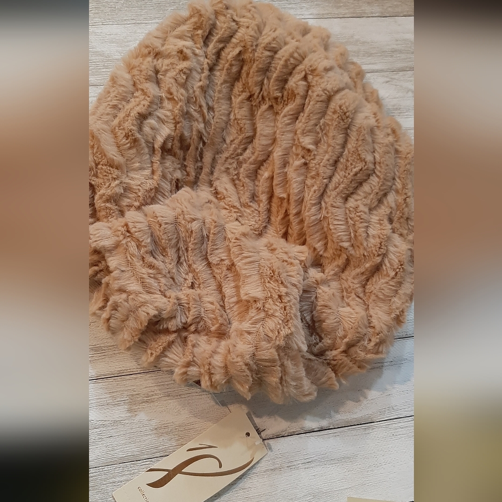 Collection 18 Hammock Brown Embossed Faux Fur Beret